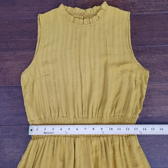 Shein Sleeveless High Neck Fit & Flare Knee Length Dress Mustard Women's L 8/10 - Picture 6 of 7